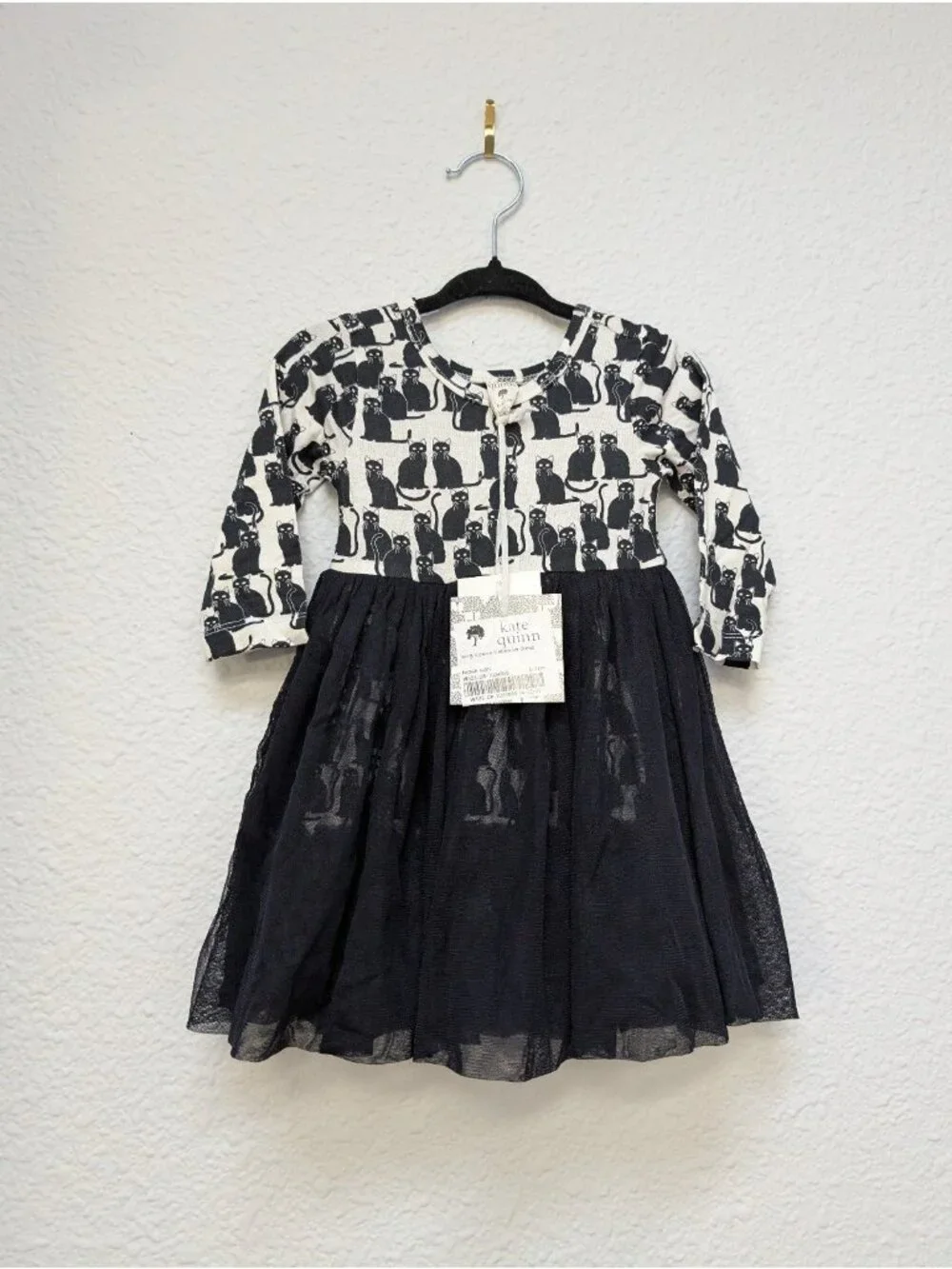 Kate Quinn Long Sleeve Ballerina Dress 6-12 Bamboo Black Cats Tulle Spooky